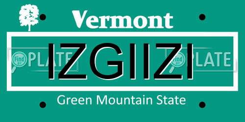 IZGIIZI Vermont License Plate