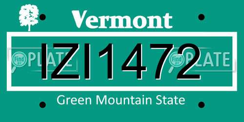 IZI1472 Vermont License Plate