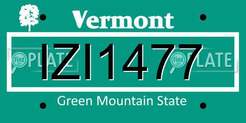 IZI1477 Vermont License Plate
