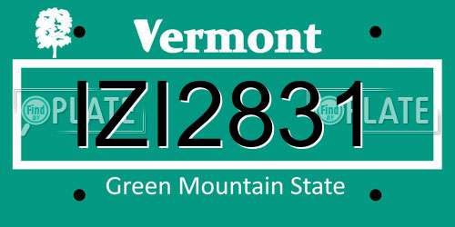 IZI2831 Vermont License Plate