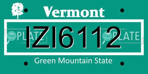 IZI6112 Vermont License Plate