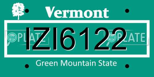 IZI6122 Vermont License Plate
