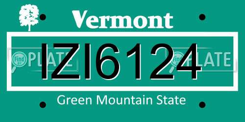 IZI6124 Vermont License Plate