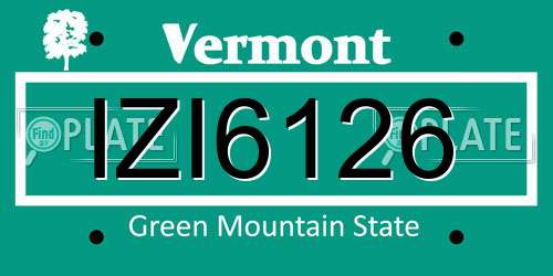 IZI6126 Vermont License Plate