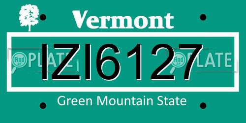 IZI6127 Vermont License Plate