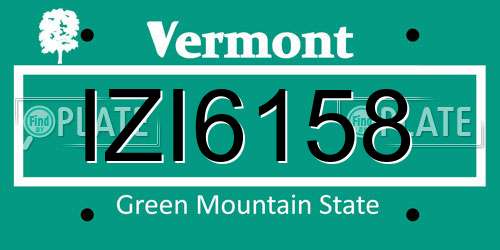 IZI6158 Vermont License Plate