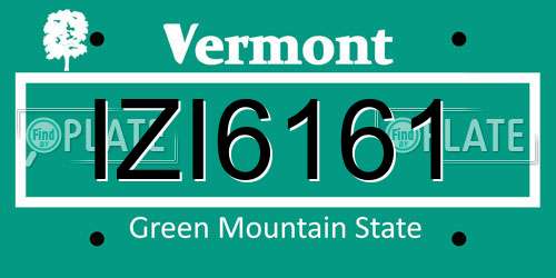 IZI6161 Vermont License Plate