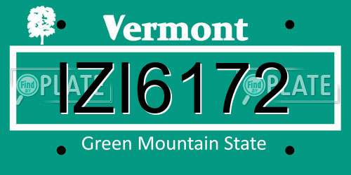 IZI6172 Vermont License Plate