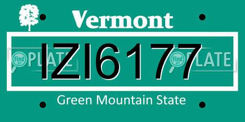 IZI6177 Vermont License Plate