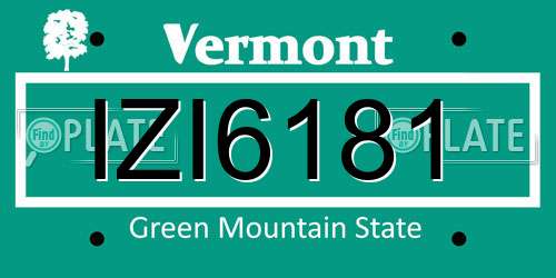 IZI6181 Vermont License Plate