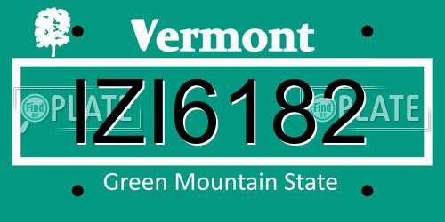 IZI6182 Vermont License Plate