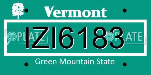 IZI6183 Vermont License Plate