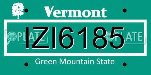IZI6185 Vermont License Plate