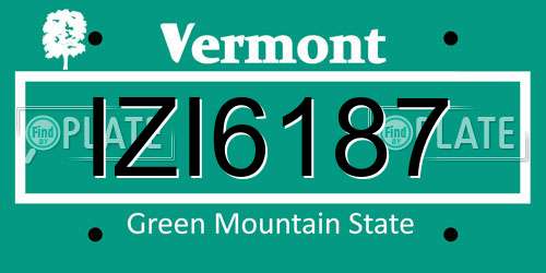 IZI6187 Vermont License Plate