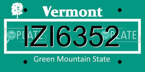 IZI6352 Vermont License Plate