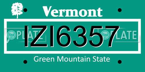 IZI6357 Vermont License Plate