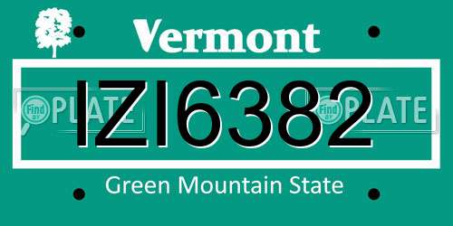 IZI6382 Vermont License Plate