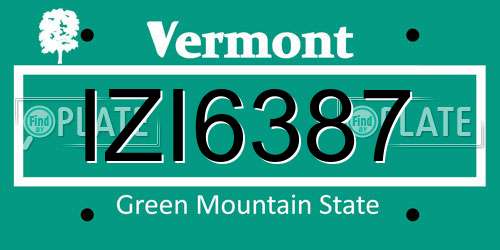 IZI6387 Vermont License Plate