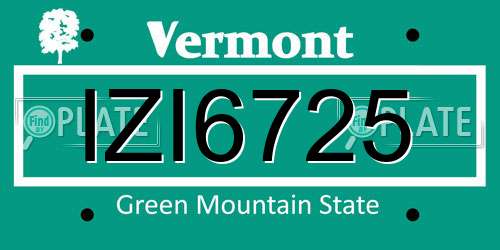 IZI6725 Vermont License Plate