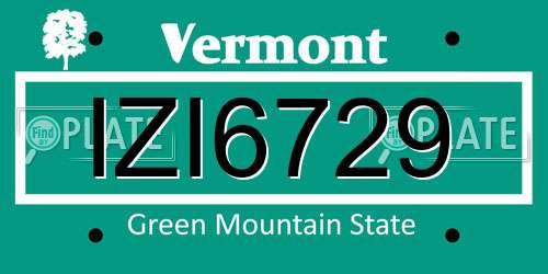 IZI6729 Vermont License Plate