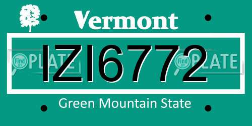 IZI6772 Vermont License Plate