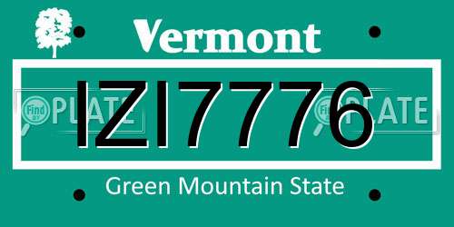 IZI7776 Vermont License Plate