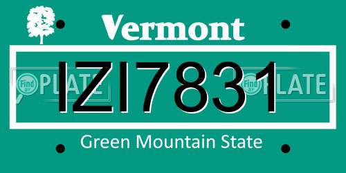 IZI7831 Vermont License Plate