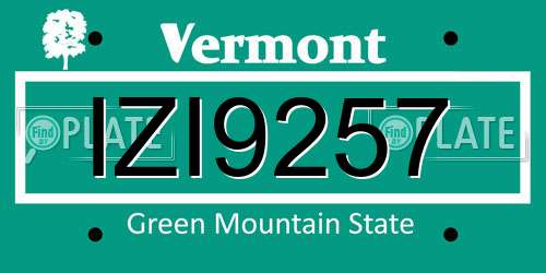 IZI9257 Vermont License Plate