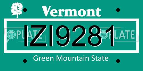 IZI9281 Vermont License Plate