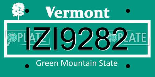 IZI9282 Vermont License Plate