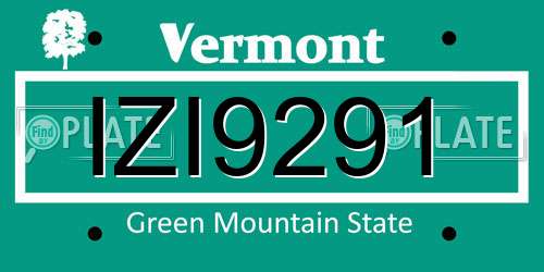 IZI9291 Vermont License Plate