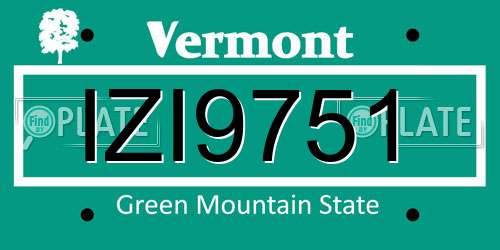 IZI9751 Vermont License Plate