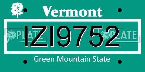 IZI9752 Vermont License Plate