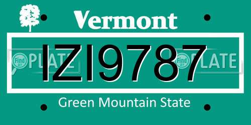 IZI9787 Vermont License Plate