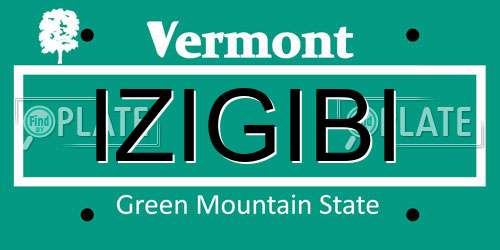 IZIGIBI Vermont License Plate