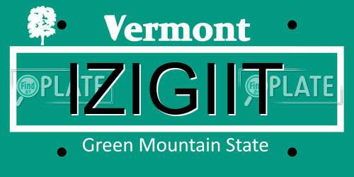 IZIGIIT Vermont License Plate