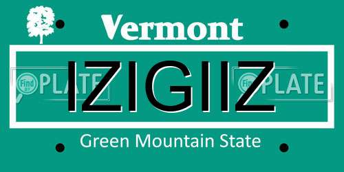 IZIGIIZ Vermont License Plate