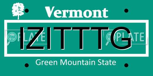 IZITTTG Vermont License Plate