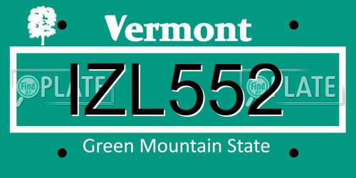 IZL552 Vermont License Plate