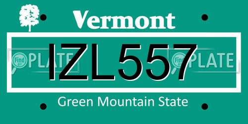IZL557 Vermont License Plate