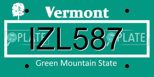 IZL587 Vermont License Plate