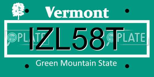 IZL58T Vermont License Plate