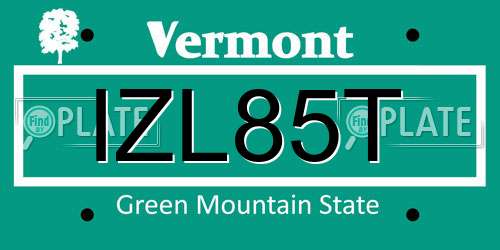 IZL85T Vermont License Plate