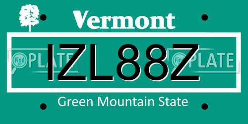 IZL88Z Vermont License Plate