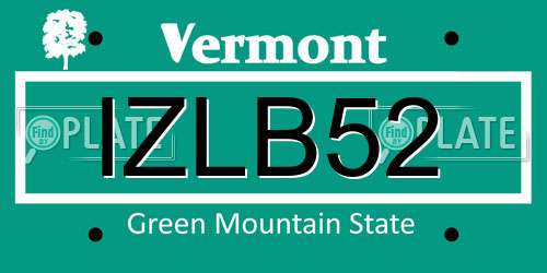 IZLB52 Vermont License Plate