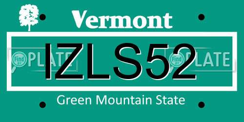 IZLS52 Vermont License Plate