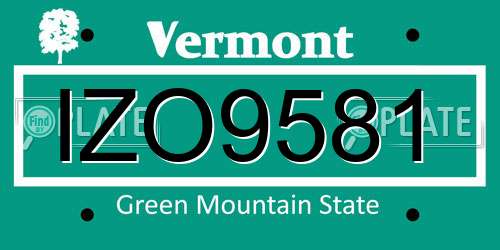 IZO9581 Vermont License Plate