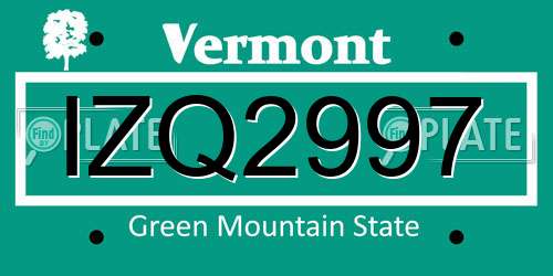 IZQ2997 Vermont License Plate