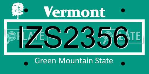 IZS2356 Vermont License Plate