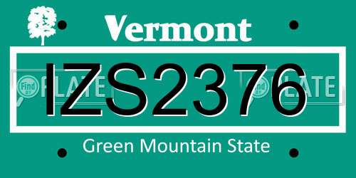 IZS2376 Vermont License Plate